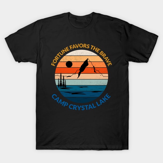 Fortune Favors the Brave Camp Crystal Lake Retro Halloween Design T-Shirt by Up 4 Tee
